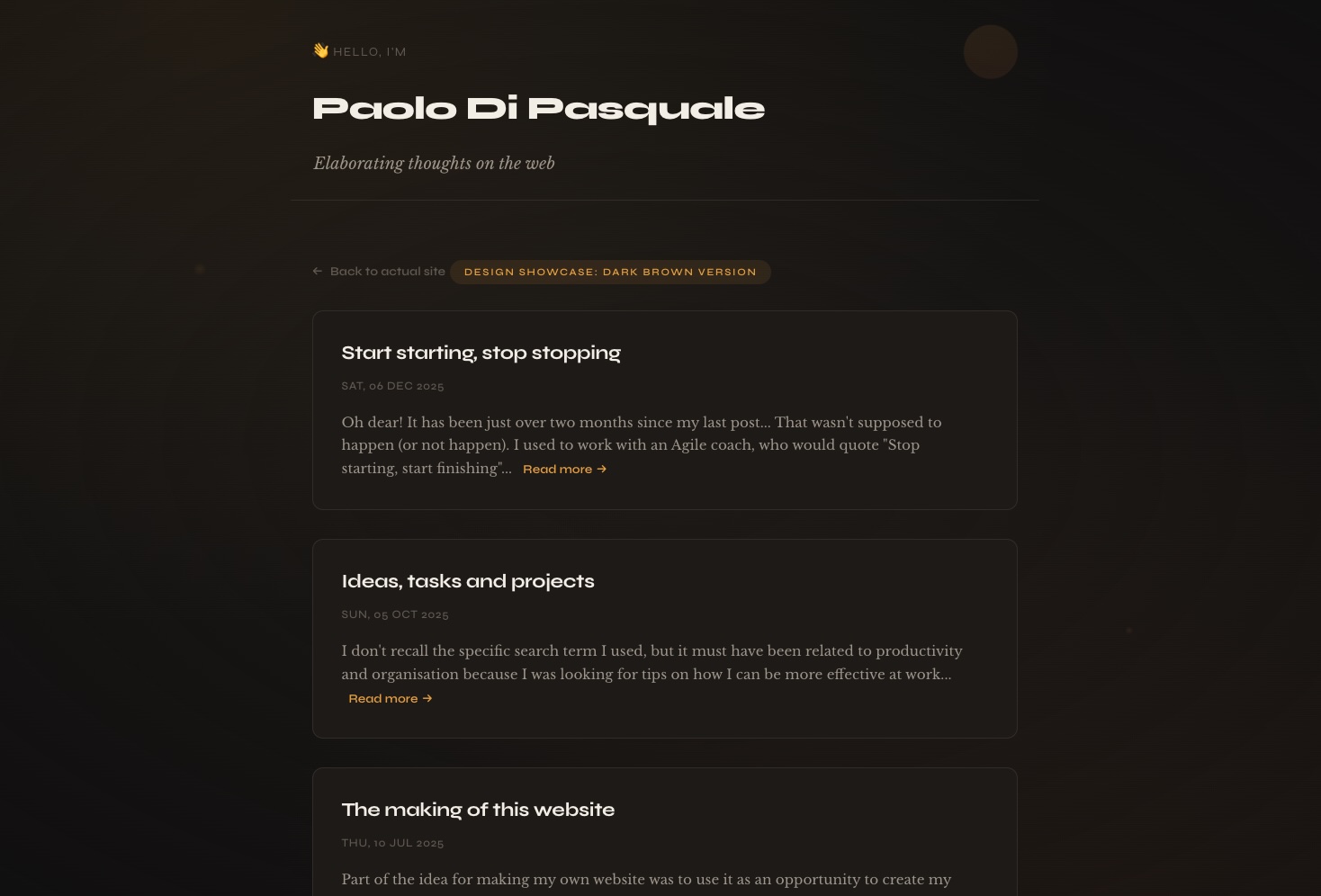 A screengrab of the dark brown design