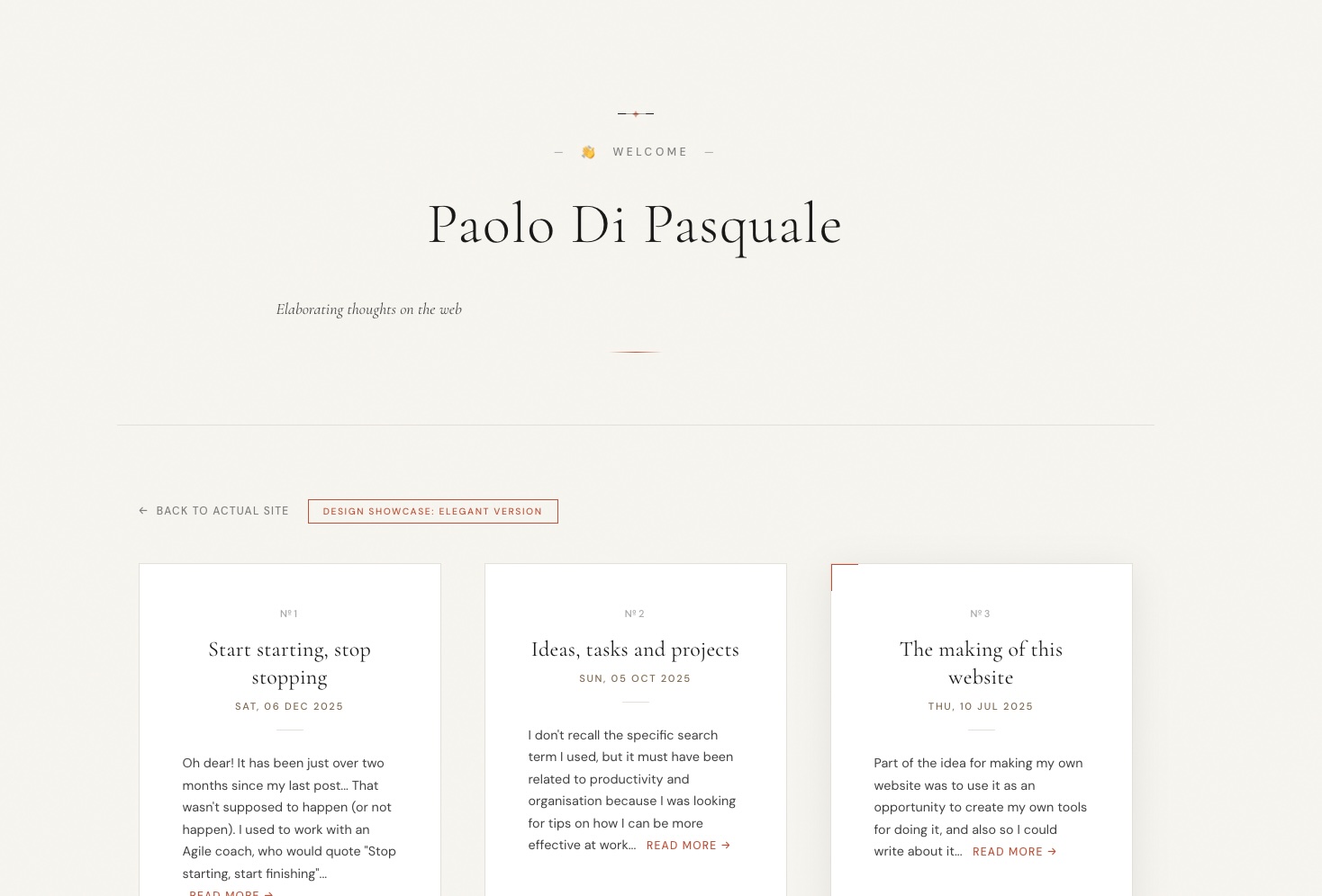 A screengrab of the elegant design